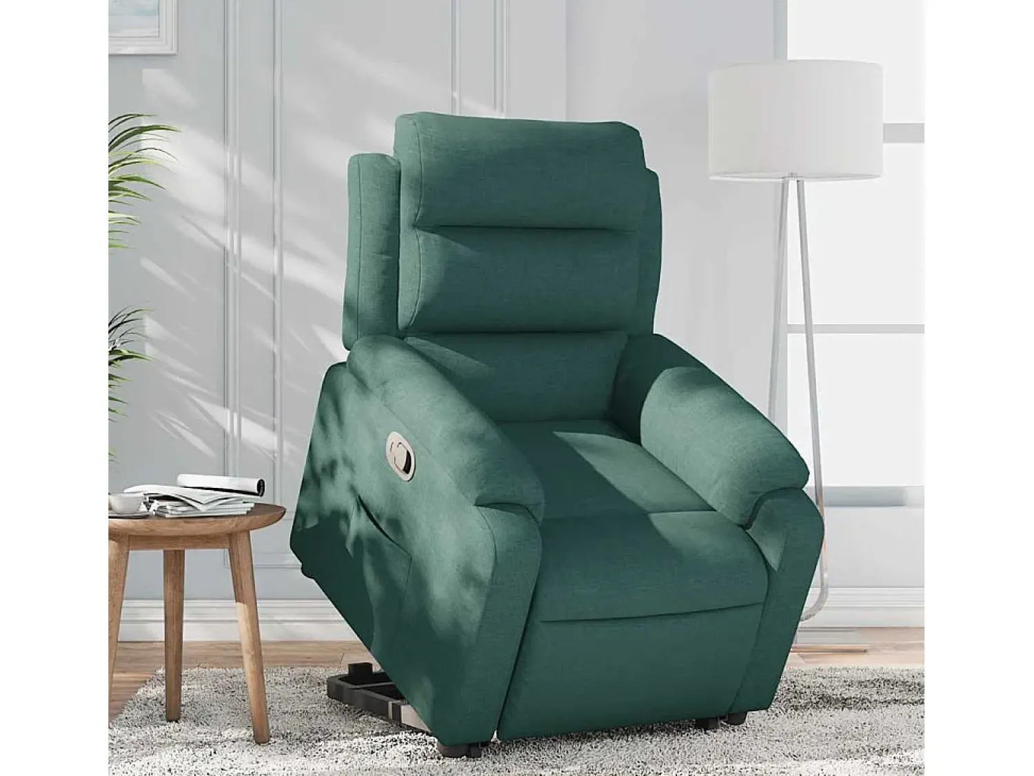 Online Poltrona Confortável | Poltrona reclinável elevatória tecido verde-escuro SHL925314 Verde pinho