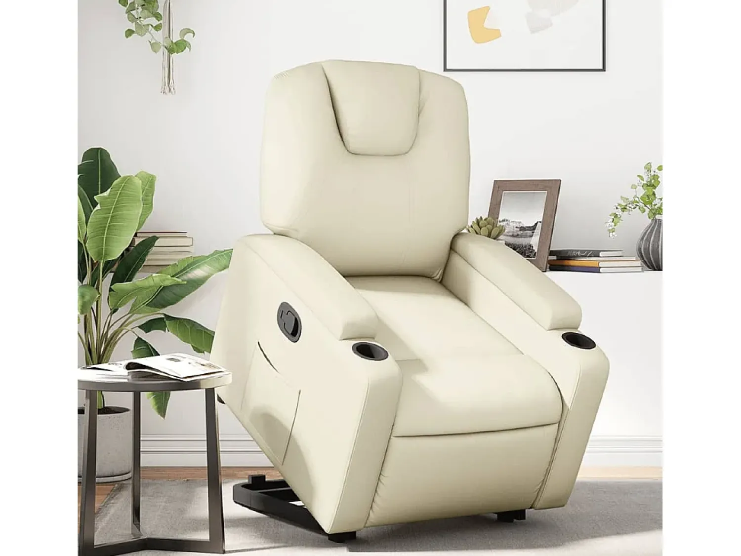 Poltrona* Poltrona Confortável | Poltrona reclinável elevatória couro artificial cor SHL783590 Creme