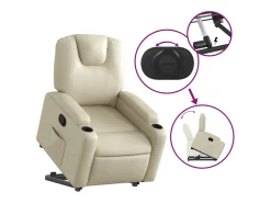 Poltrona* Poltrona Confortável | Poltrona reclinável elevatória couro artificial cor SHL783590 Creme