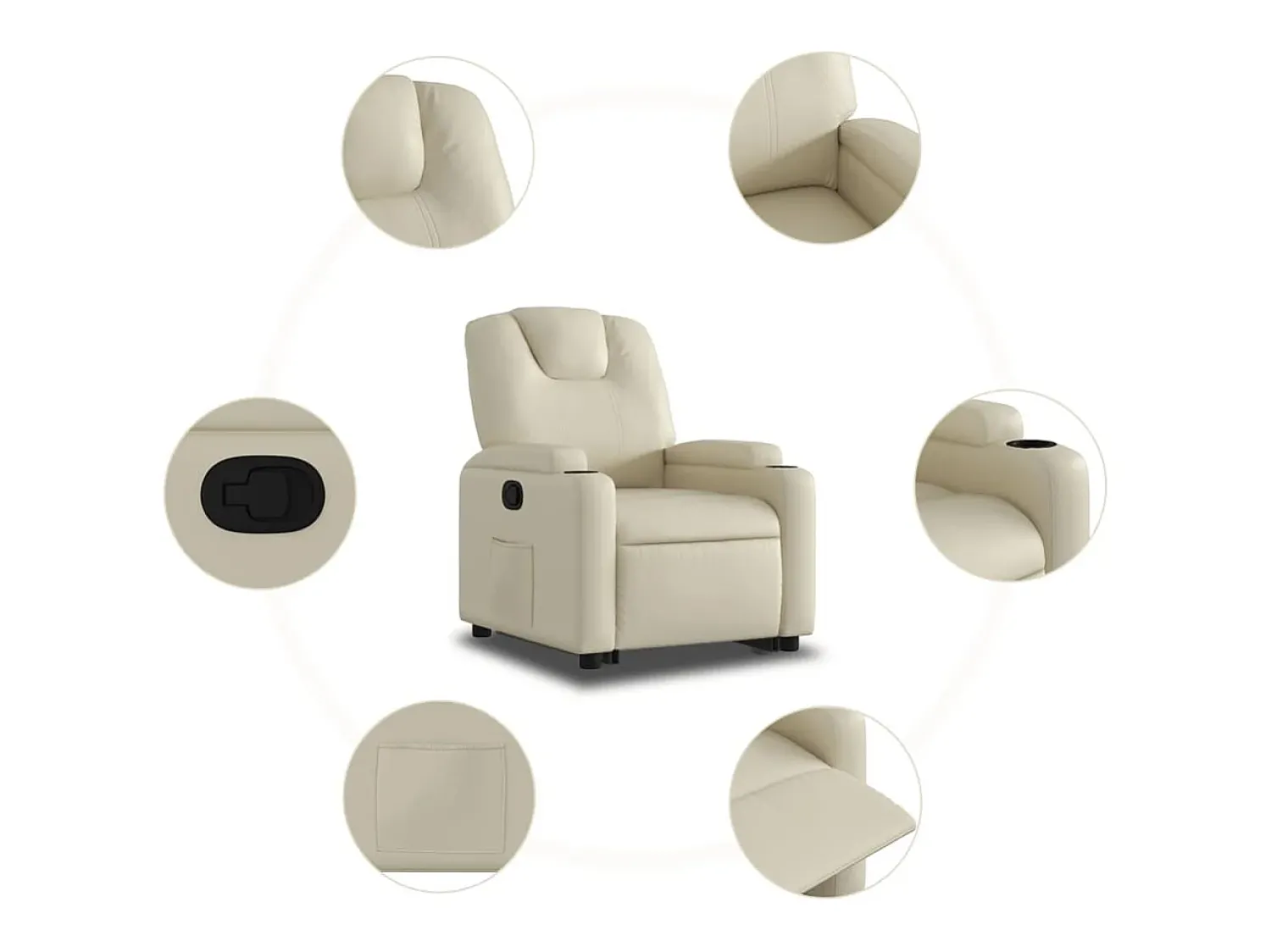 Poltrona* Poltrona Confortável | Poltrona reclinável elevatória couro artificial cor SHL783590 Creme