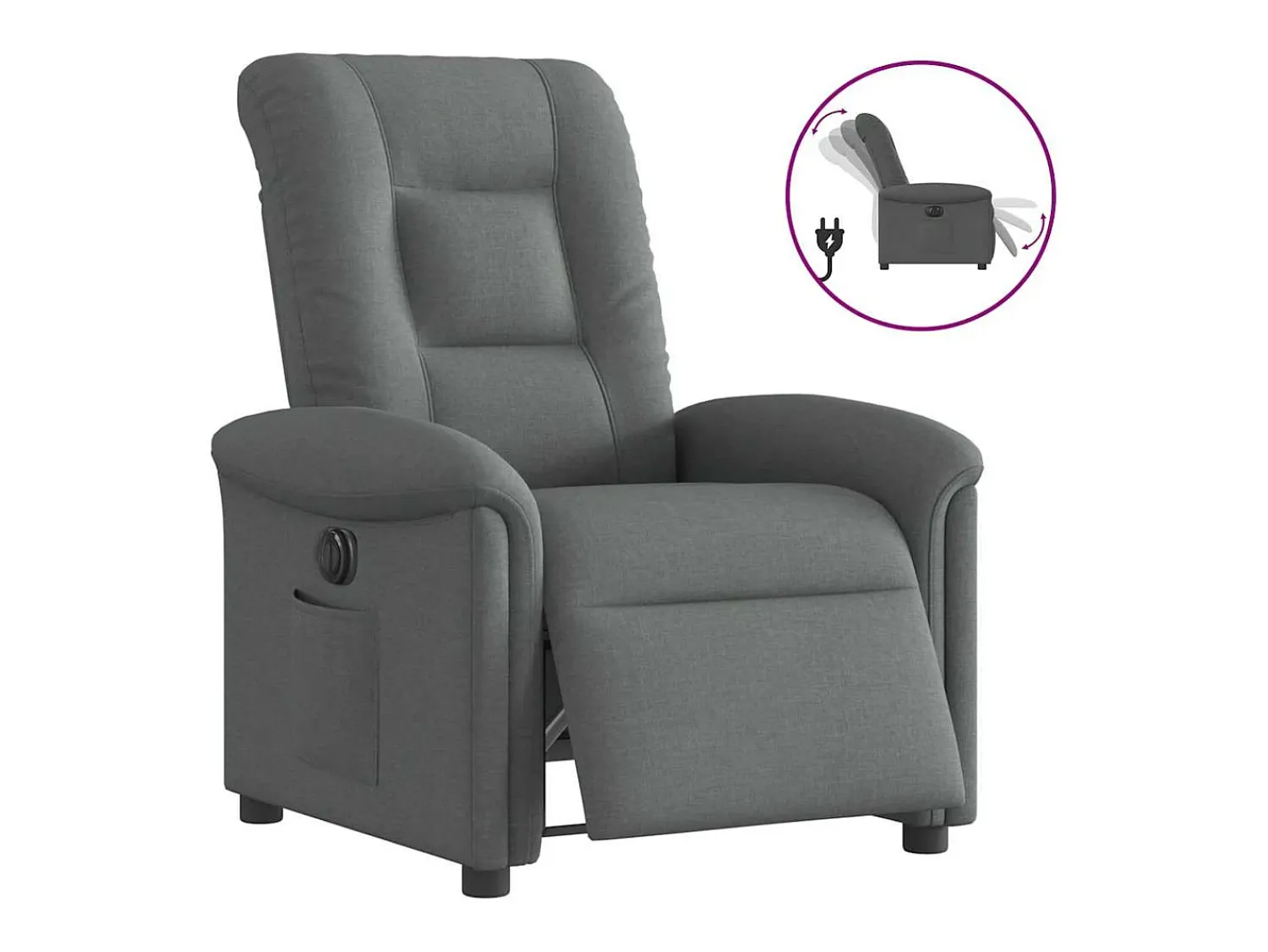 Poltrona Confortável | Poltrona reclinável elétrica tecido cinzento-escuro SHL498333^ Poltrona