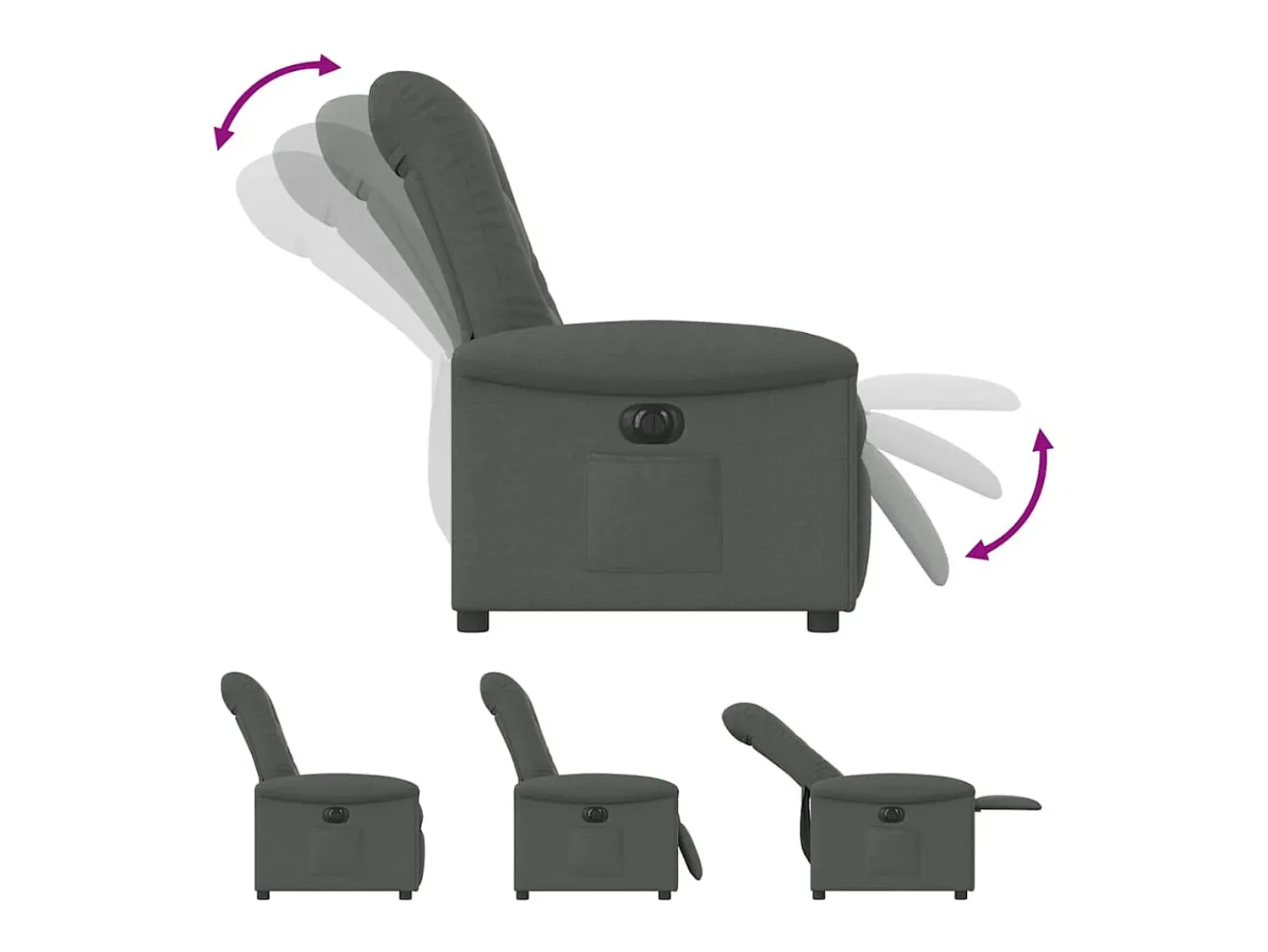 Poltrona Confortável | Poltrona reclinável elétrica tecido cinzento-escuro SHL498333^ Poltrona