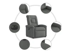 Poltrona Confortável | Poltrona reclinável elétrica tecido cinzento-escuro SHL498333^ Poltrona