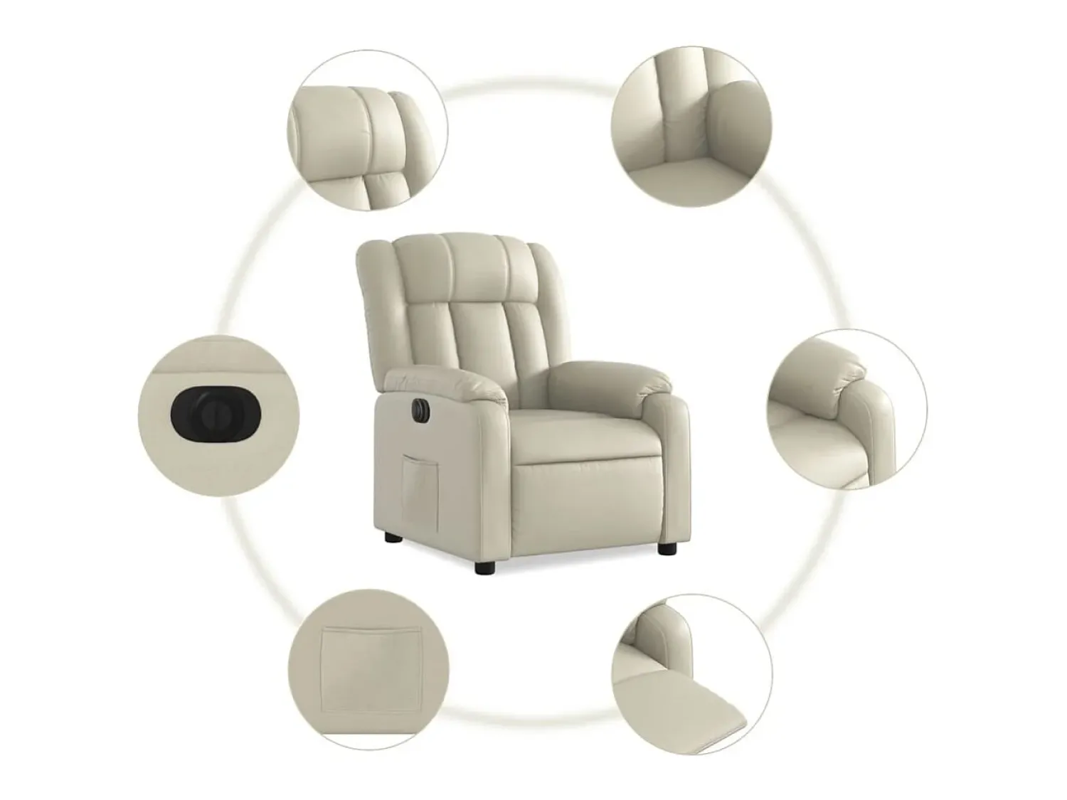 Poltrona| Poltrona Confortável | Poltrona reclinável elétrica couro artificial cor SHL524261 Creme