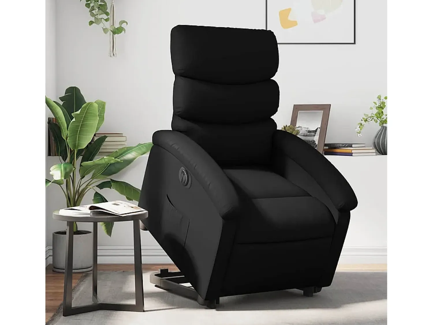 Poltrona| Poltrona Confortável | Poltrona reclinável elevatória elétrica couro artificial SHL680078 Preto