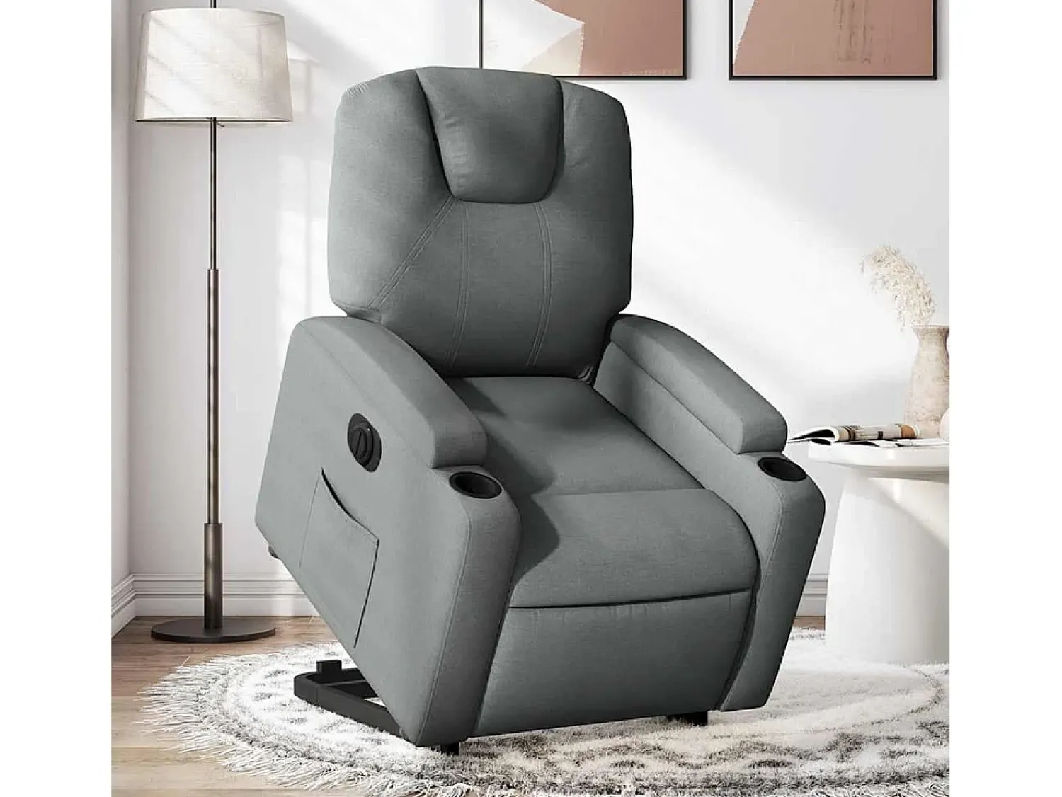 Poltrona| Poltrona Confortável | Poltrona reclinável elevatória elétrica tecido cinzento-escuro SHL864906 Cinza antracite