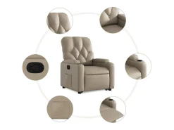 Poltrona| Poltrona Confortável | Poltrona reclinável elevatória couro artificial cor cappuccino SHL454099 Castanho