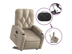 Poltrona| Poltrona Confortável | Poltrona reclinável elevatória couro artificial cor cappuccino SHL454099 Castanho