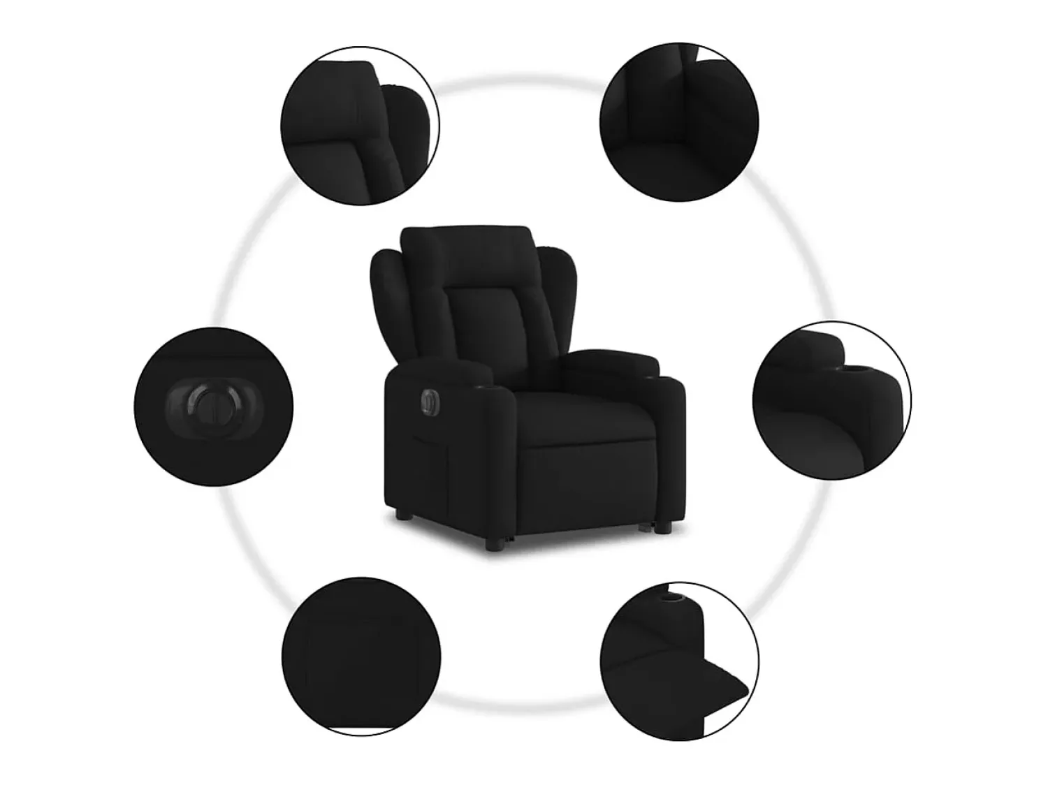 Poltrona| Poltrona Confortável | Poltrona reclinável elevatória elétrica tecido SHL57179 Preto