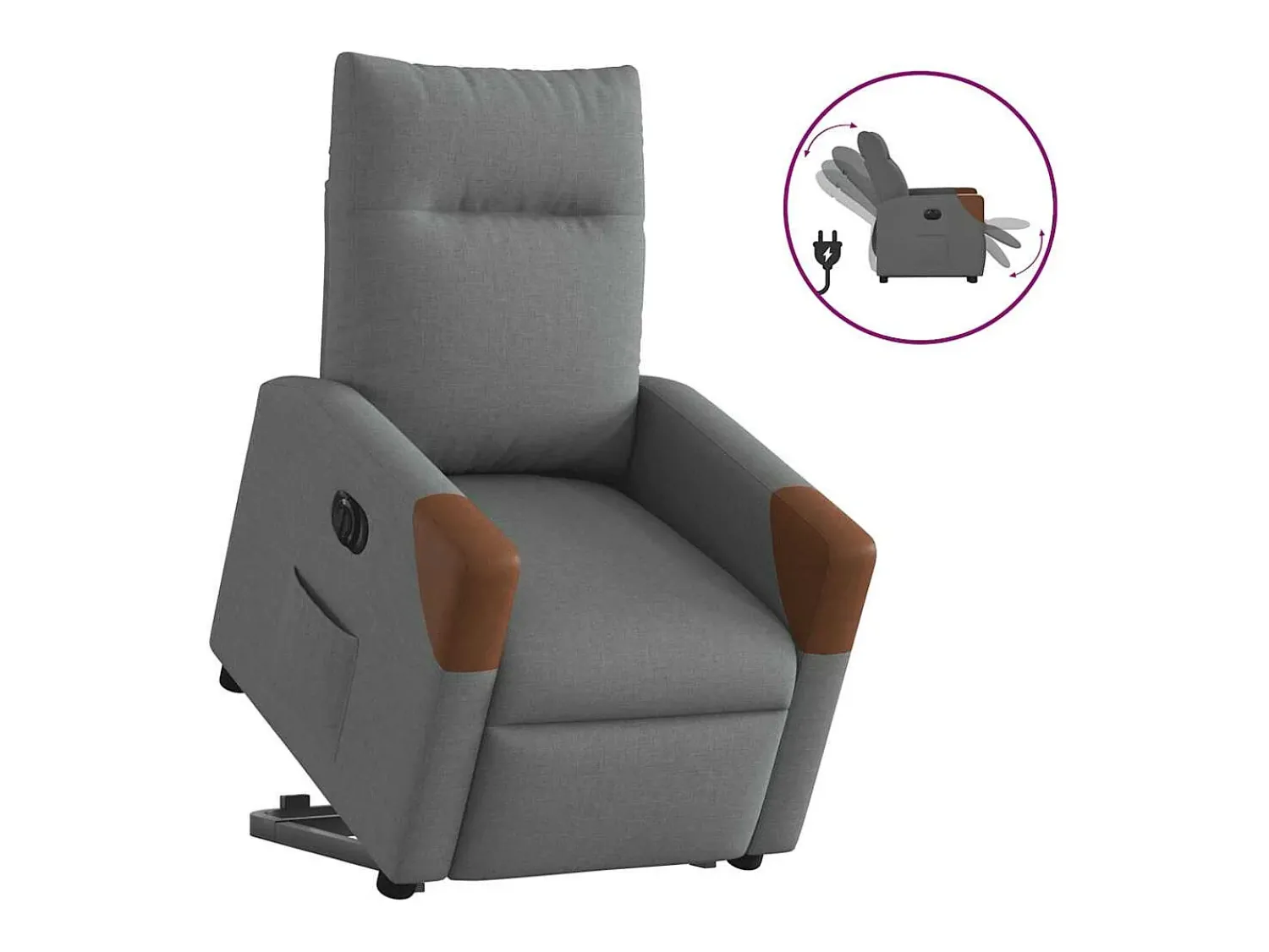 Poltrona Confortável | Poltrona reclinável elevatória elétrica tecido cinzento-escuro SHL783640^ Poltrona