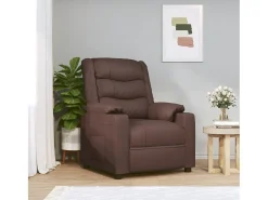 Best Poltrona Confortável | Poltrona reclinável elétrica couro artificial SHL938725 Castanho