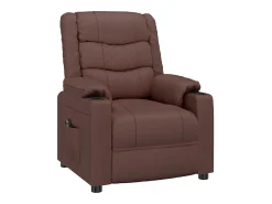 Best Poltrona Confortável | Poltrona reclinável elétrica couro artificial SHL938725 Castanho