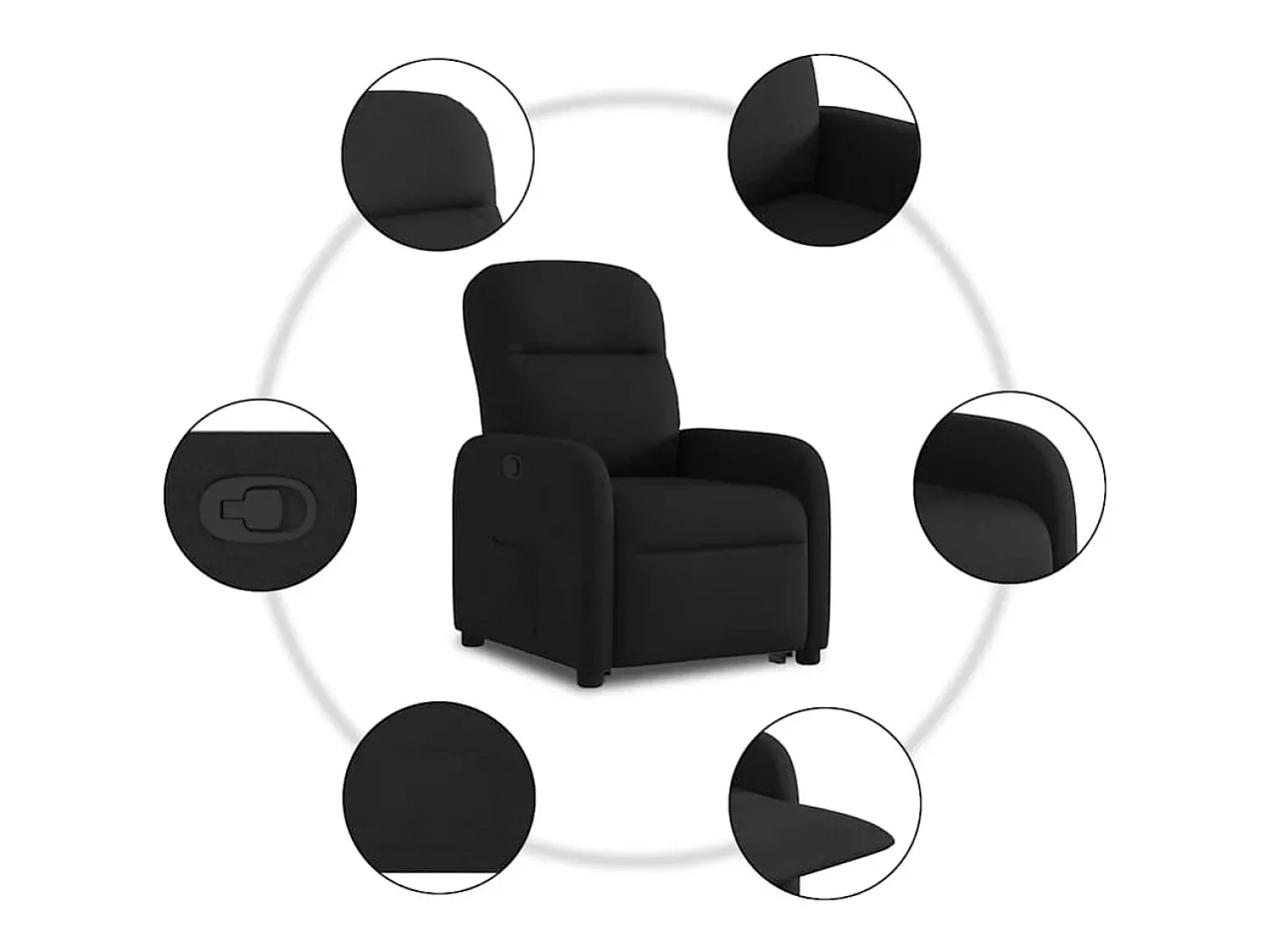 Poltrona* Poltrona Confortável | Poltrona reclinável elevatória tecido SHL364860 Preto