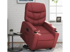 Poltrona| Poltrona Confortável | Poltrona reclinável elevatória couro artificial tinto SHL483618 Vermelho
