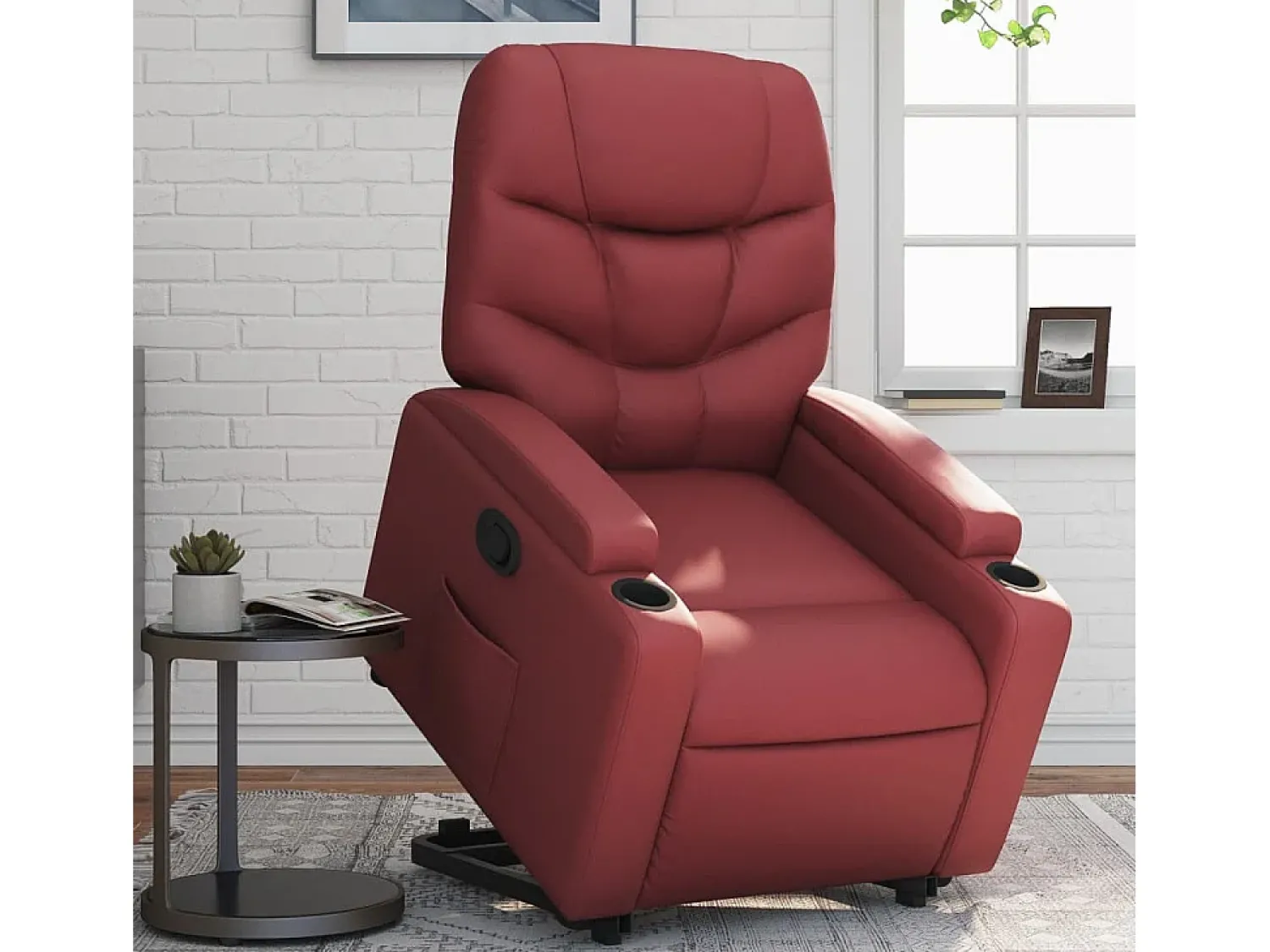 Poltrona| Poltrona Confortável | Poltrona reclinável elevatória couro artificial tinto SHL483618 Vermelho