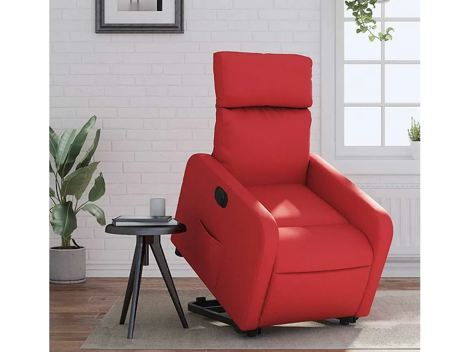 Poltrona Confortável | Poltrona reclinável elevatória elétrica couro artif. SHL339152 Vermelho