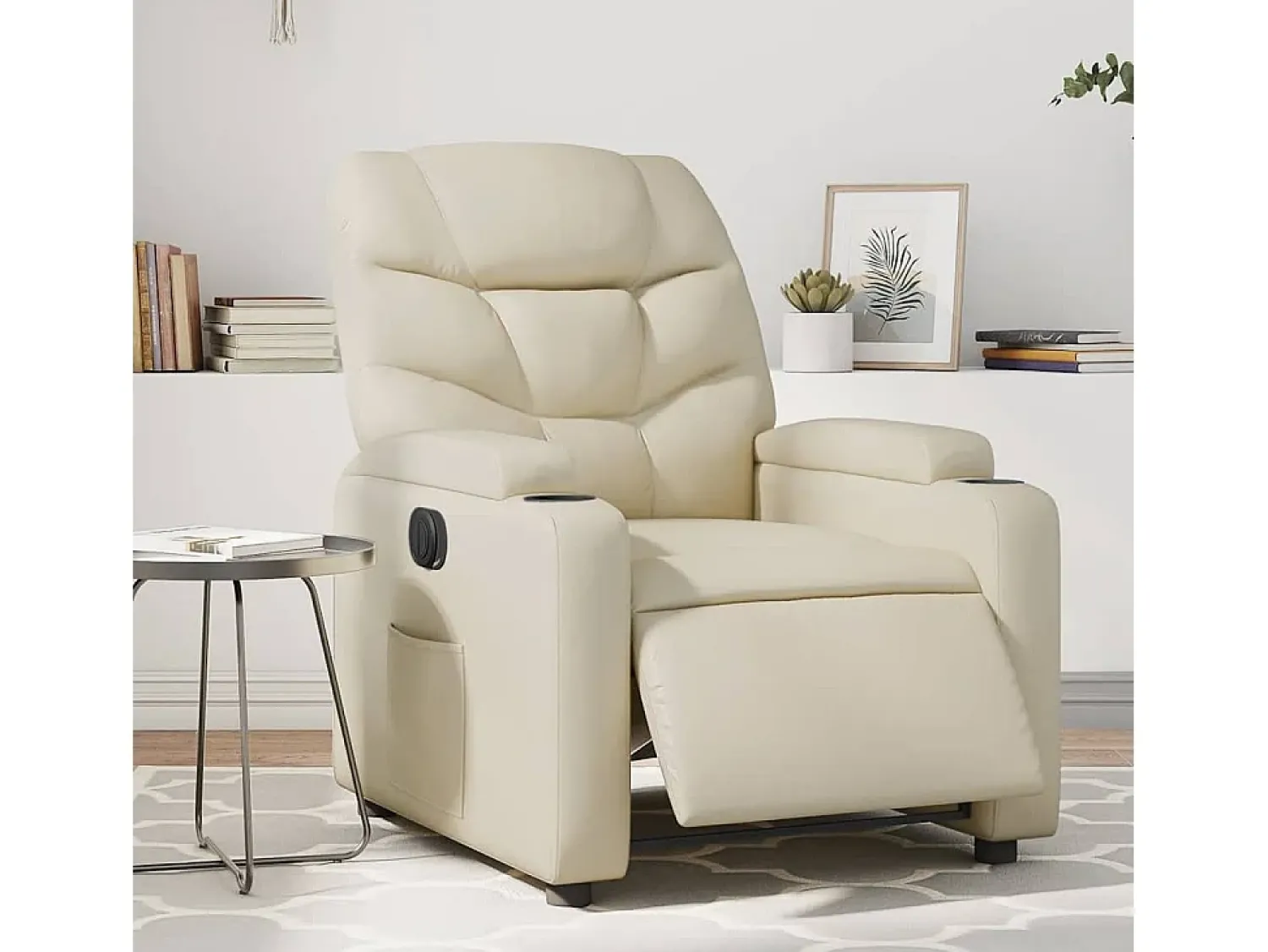 Poltrona| Poltrona Confortável | Poltrona reclinável elétrica couro artificial cor SHL863230 Creme