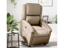 Poltrona| Poltrona Confortável | Poltrona reclinável elevatória couro artificial cor cappuccino SHL9374 Castanho