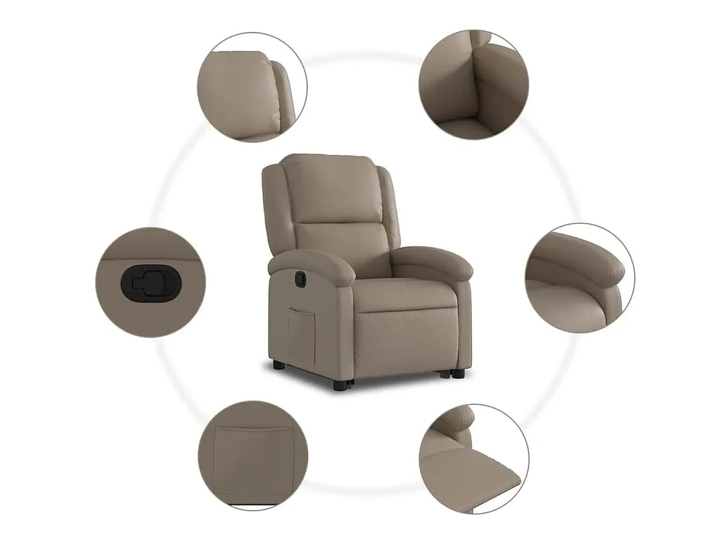 Poltrona| Poltrona Confortável | Poltrona reclinável elevatória couro artificial cor cappuccino SHL9374 Castanho