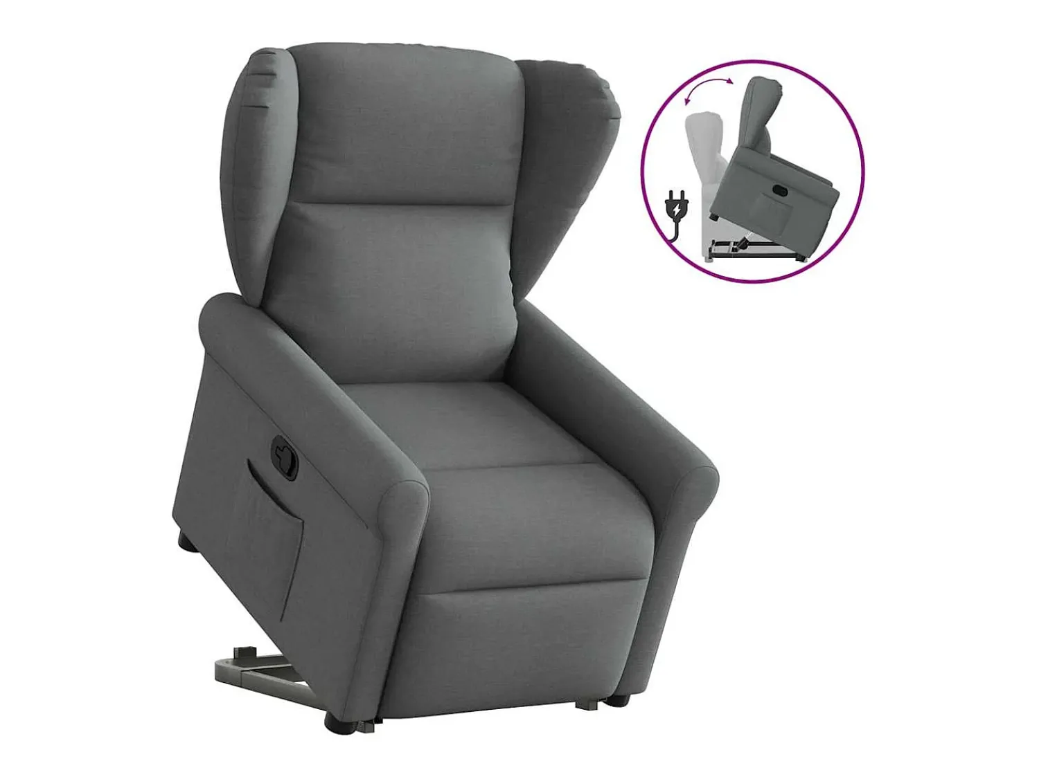 Poltrona* Poltrona Confortável | Poltrona reclinável elevatória tecido cinzento-escuro SHL103183 Cinza antracite