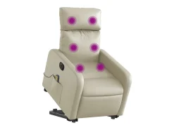 Clearance Poltrona Confortável | Poltrona reclinável elevatória elétrica couro artificial SHL350633 Creme