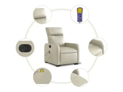Clearance Poltrona Confortável | Poltrona reclinável elevatória elétrica couro artificial SHL350633 Creme