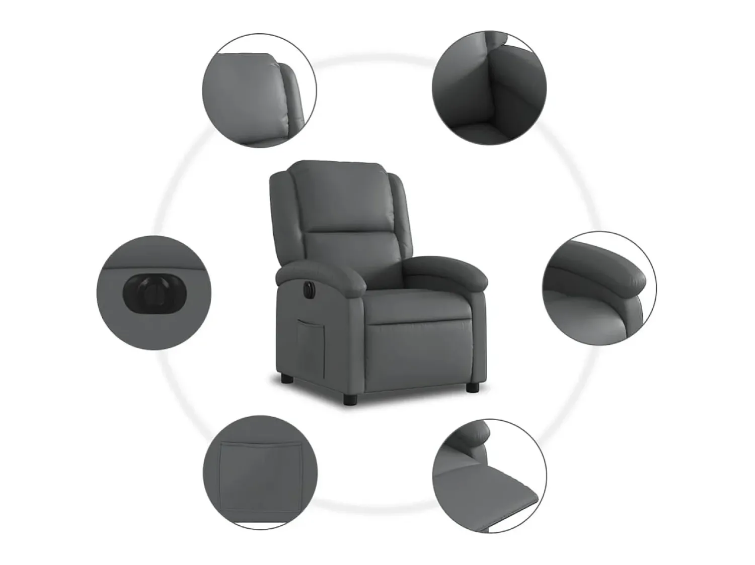 Poltrona| Poltrona Confortável | Poltrona reclinável elétrica couro artificial SHL910685 Cinzento