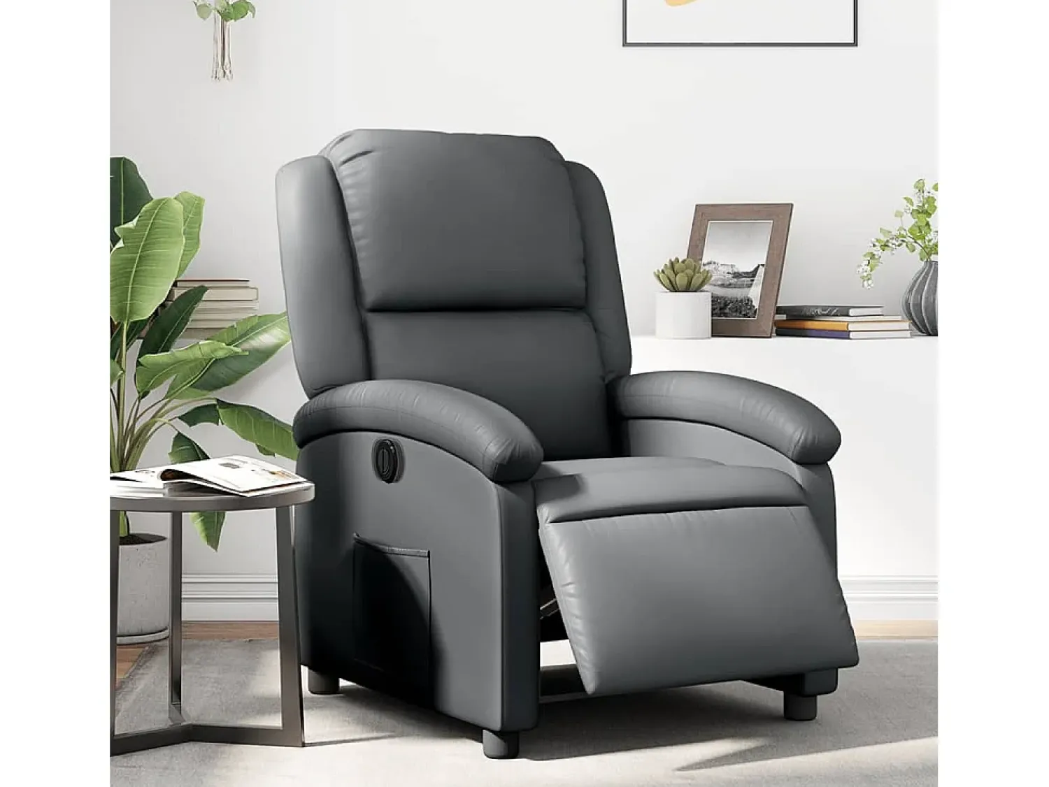 Poltrona| Poltrona Confortável | Poltrona reclinável elétrica couro artificial SHL910685 Cinzento
