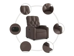 Poltrona| Poltrona Confortável | Poltrona reclinável elevatória elétrica couro artif. SHL10277 Castanho