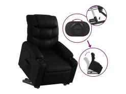 New Poltrona Confortável | Poltrona reclinável elevatória couro artificial SHL764463 Preto