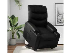 New Poltrona Confortável | Poltrona reclinável elevatória couro artificial SHL764463 Preto