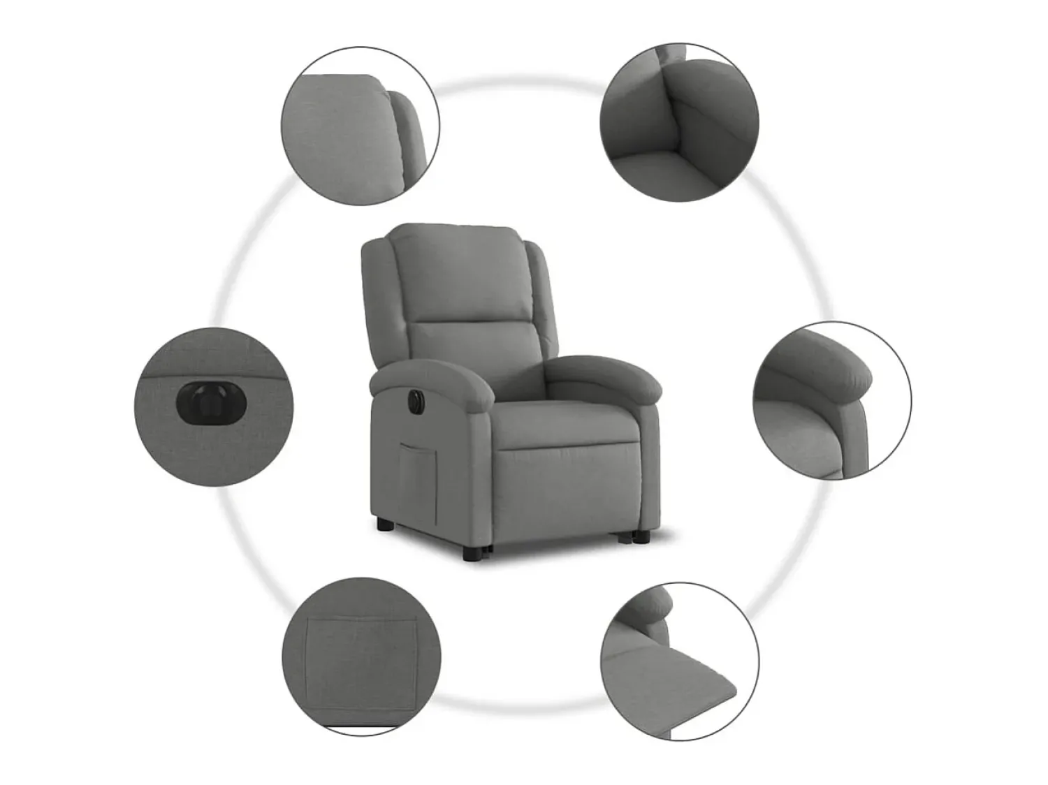 Poltrona| Poltrona Confortável | Poltrona reclinável elevatória elétrica tecido cinzento-escuro SHL778238 Cinza antracite