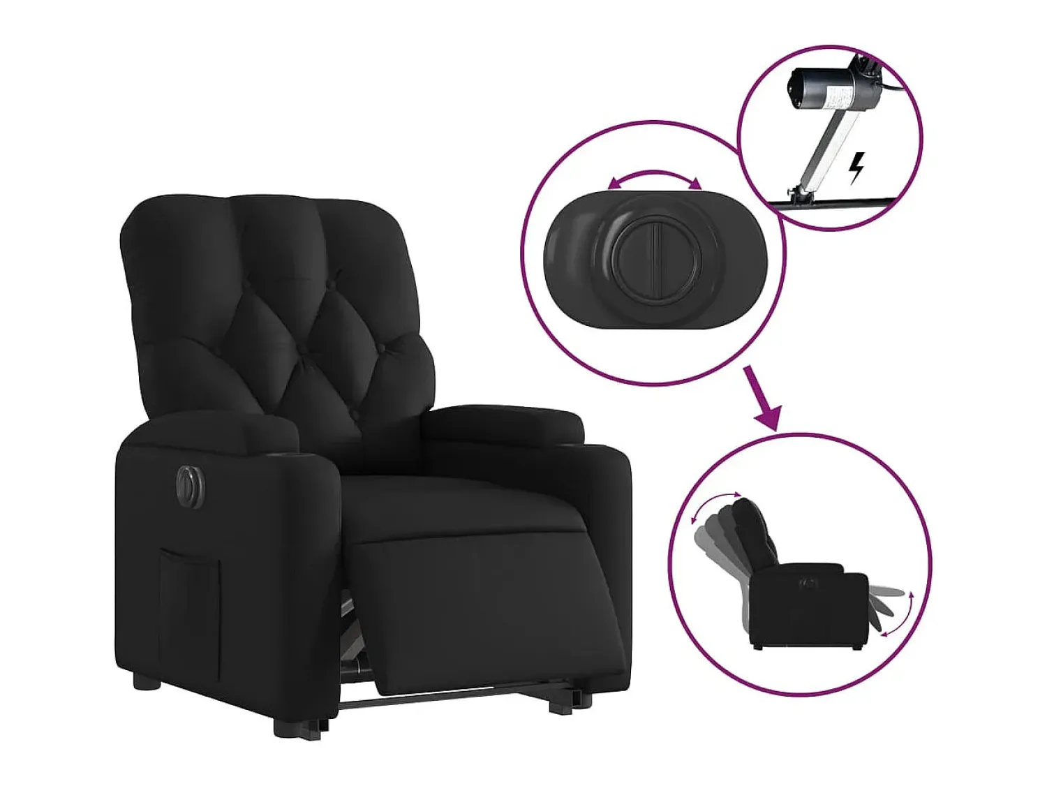 Poltrona* Poltrona Confortável | Poltrona reclinável elevatória elétrica couro artificial SHL86234 Preto