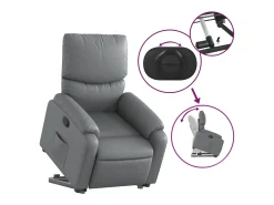 Poltrona| Poltrona Confortável | Poltrona reclinável elevatória couro artificial SHL30254 Cinzento