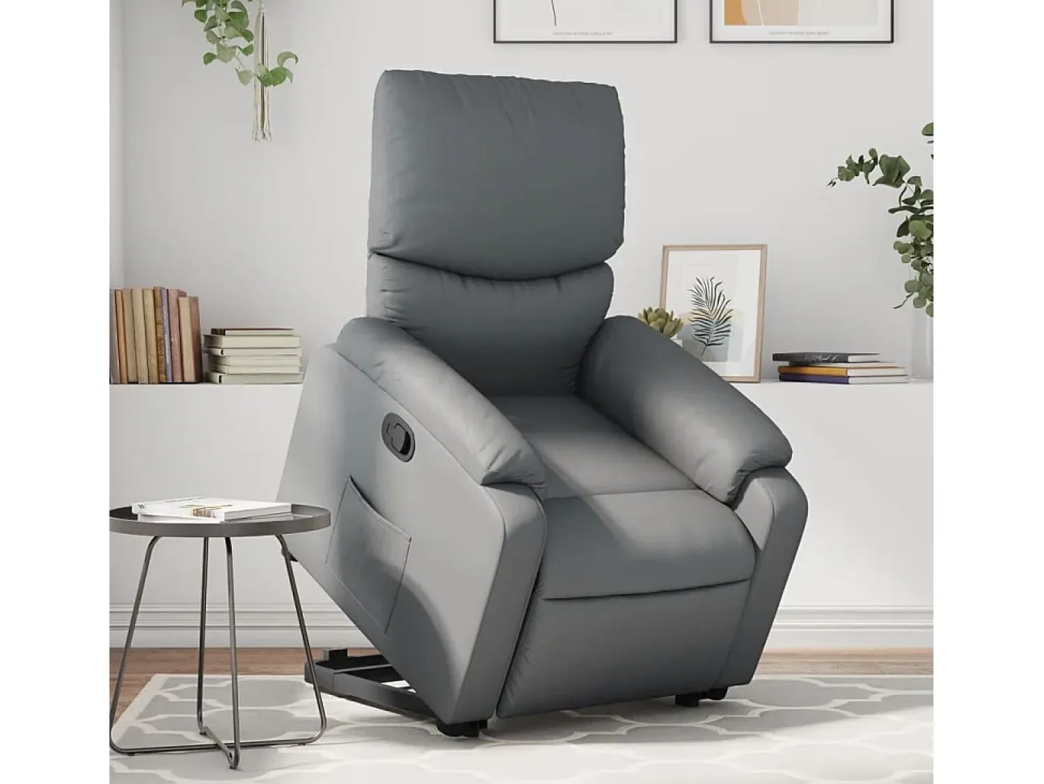 Poltrona| Poltrona Confortável | Poltrona reclinável elevatória couro artificial SHL30254 Cinzento