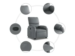 Poltrona| Poltrona Confortável | Poltrona reclinável elevatória couro artificial SHL30254 Cinzento