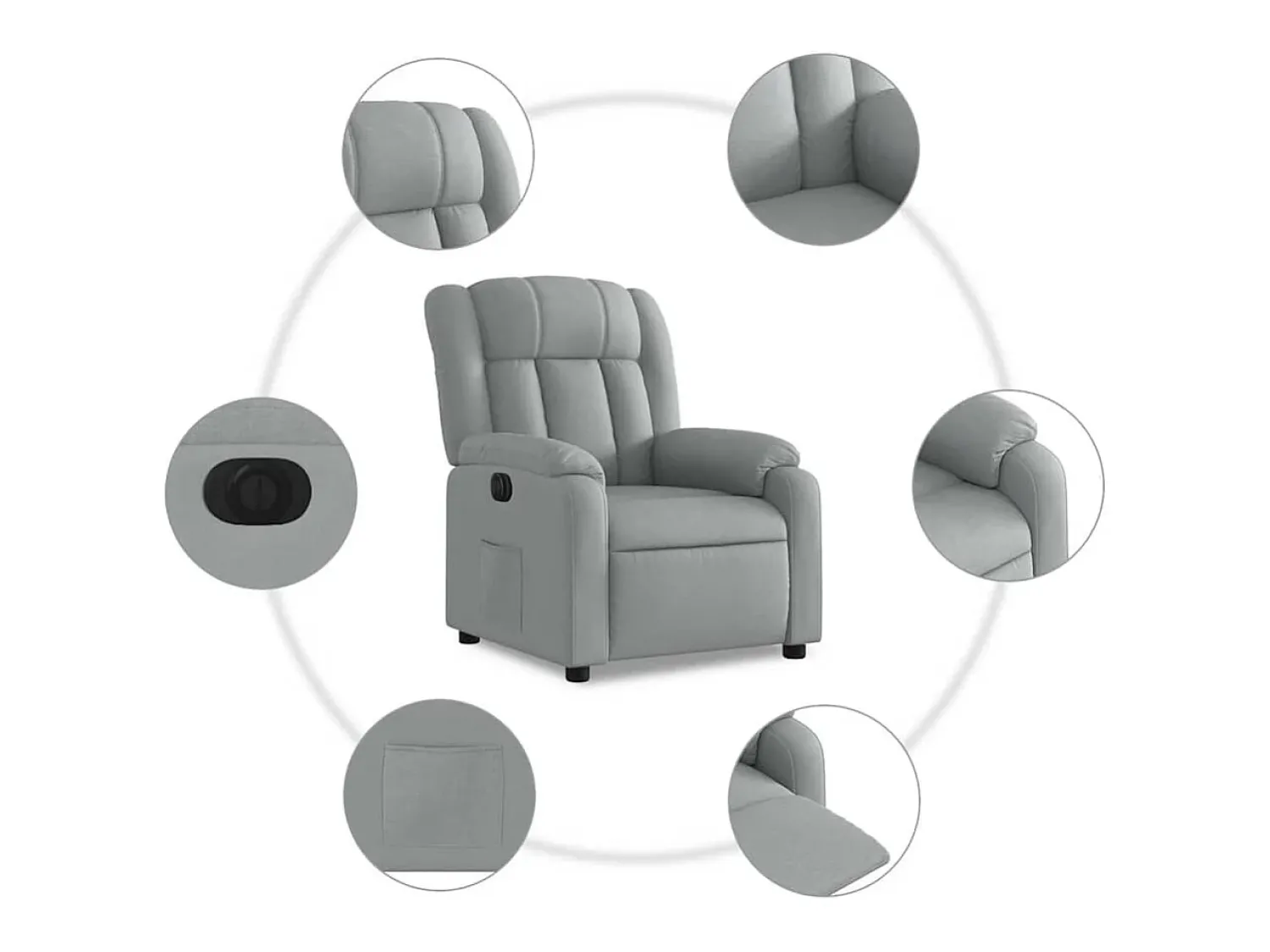 Poltrona* Poltrona Confortável | Poltrona reclinável elétrica tecido -claro SHL355831 Cinzento