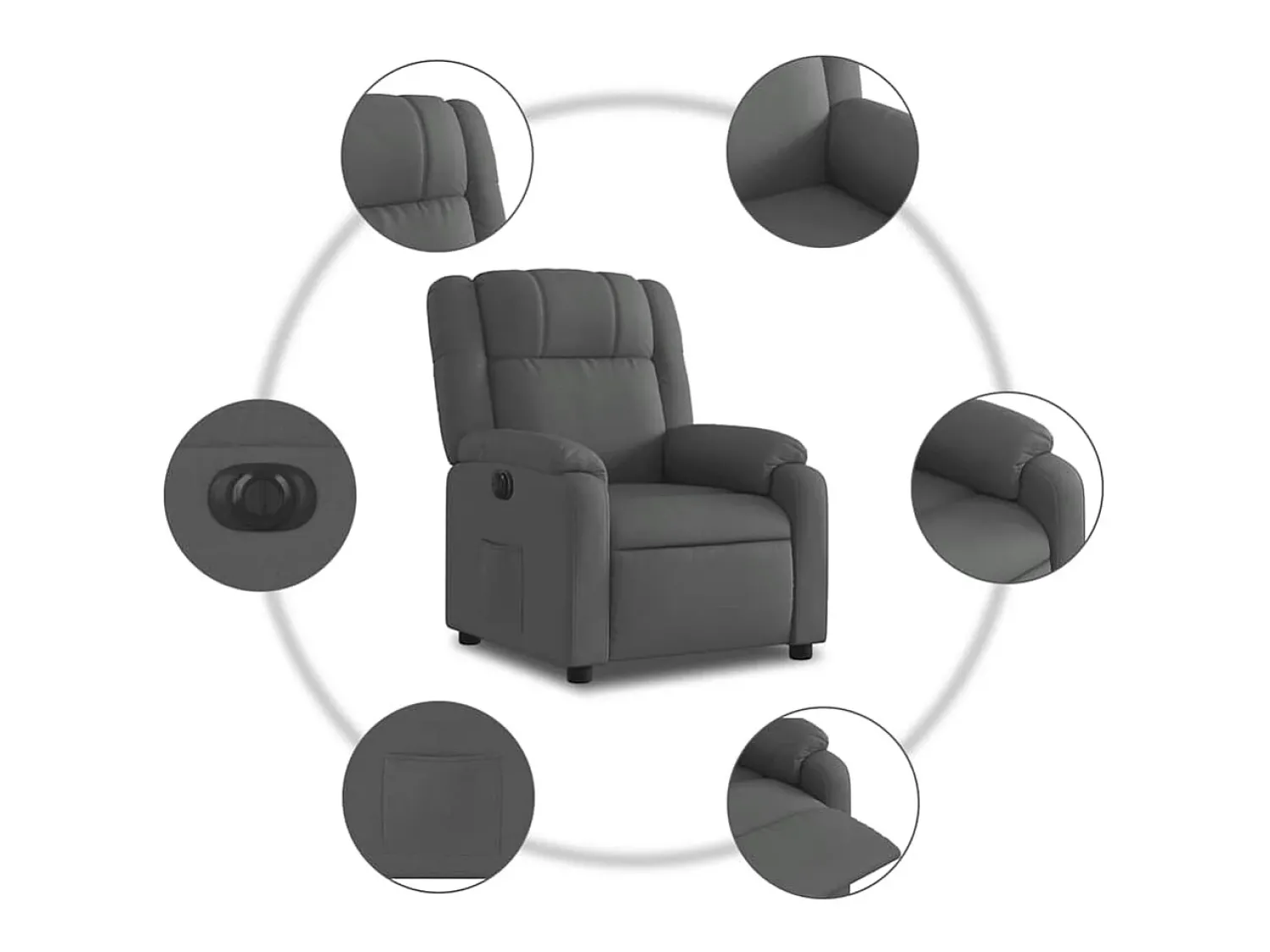 Clearance Poltrona Confortável | Poltrona reclinável elétrica tecido cinzento-escuro SHL565781 Cinza antracite