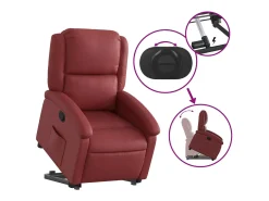 Poltrona Confortável | Poltrona reclinável elevatória couro artificial tinto SHL802470 Vermelho