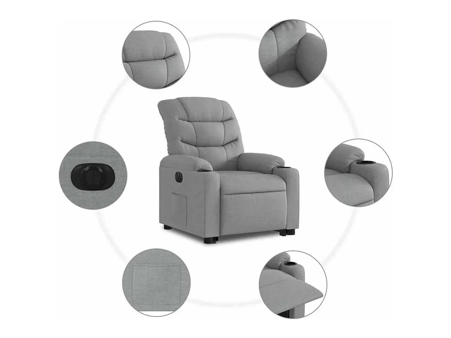 Poltrona* Poltrona Confortável | Poltrona reclinável elevatória elétrica tecido -claro SHL22208 Cinzento