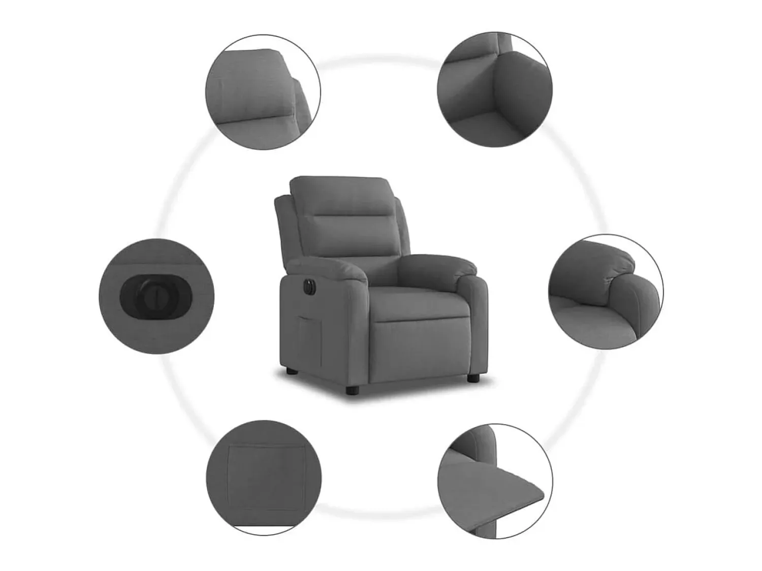 Poltrona* Poltrona Confortável | Poltrona reclinável elétrica tecido cinzento-escuro SHL917674 Cinza antracite