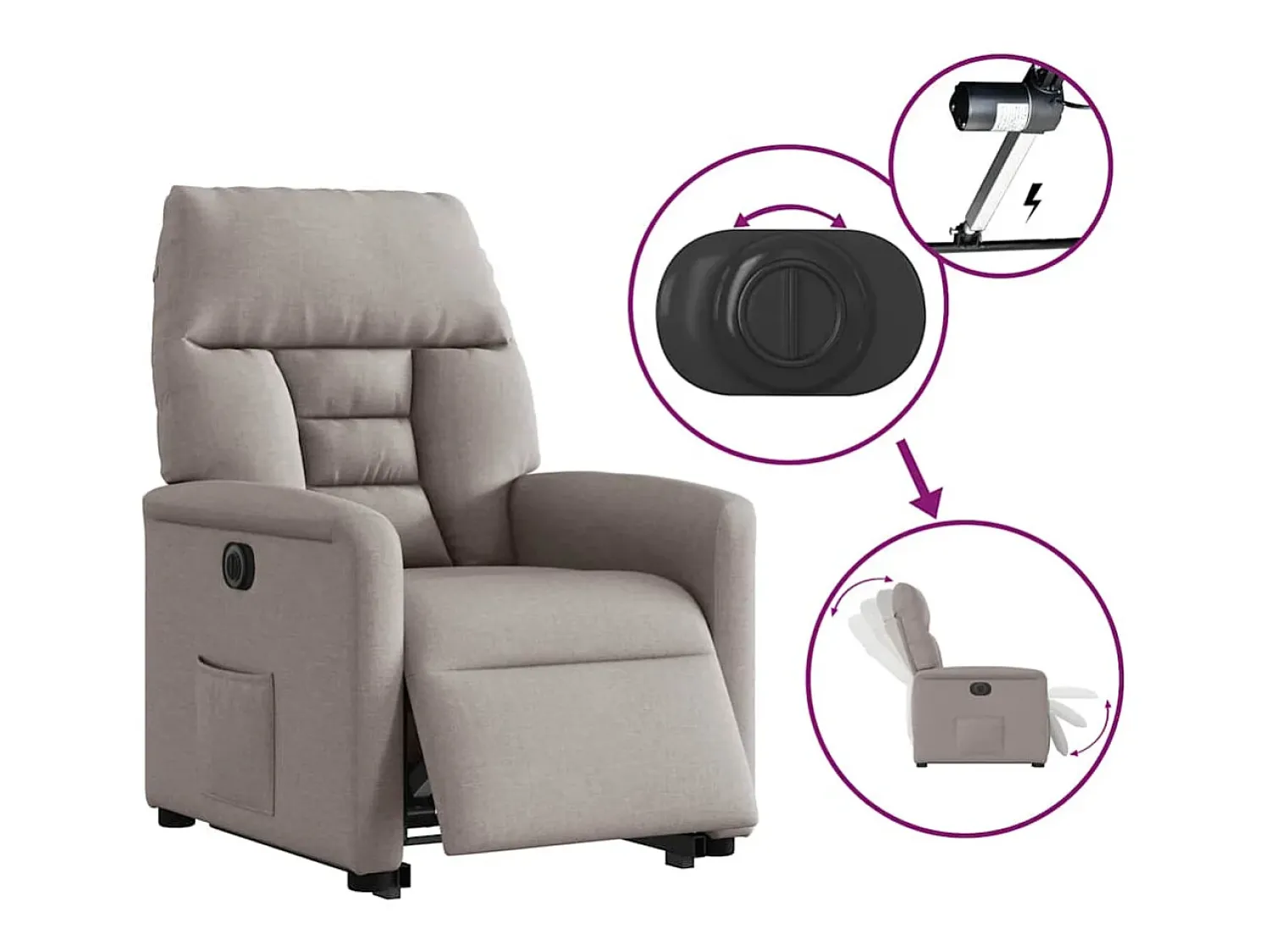 Poltrona| Poltrona Confortável | Poltrona reclinável elevatória elétrica cinza-acastanhado SHL864054 Taupe