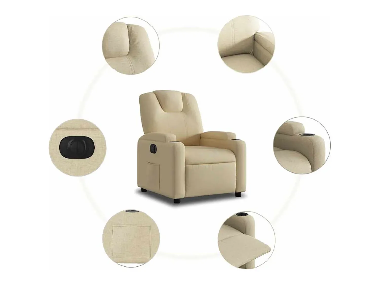 Poltrona* Poltrona Confortável | Poltrona reclinável elétrica tecido cor SHL629387 Creme