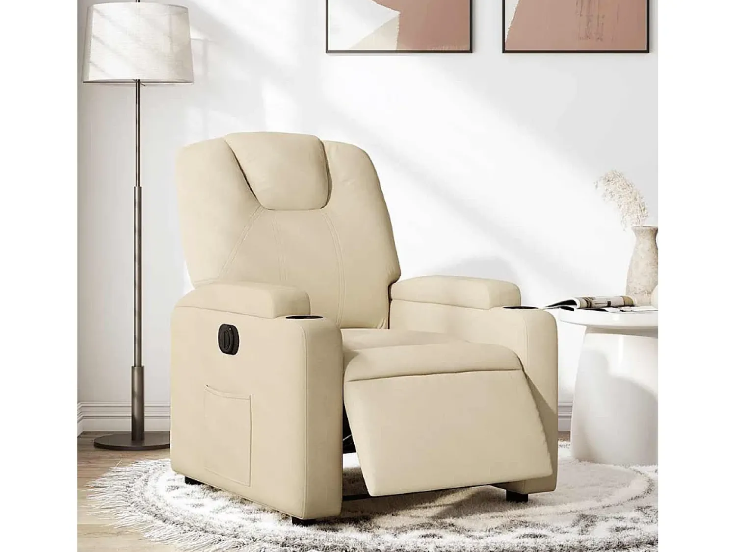 Poltrona* Poltrona Confortável | Poltrona reclinável elétrica tecido cor SHL629387 Creme