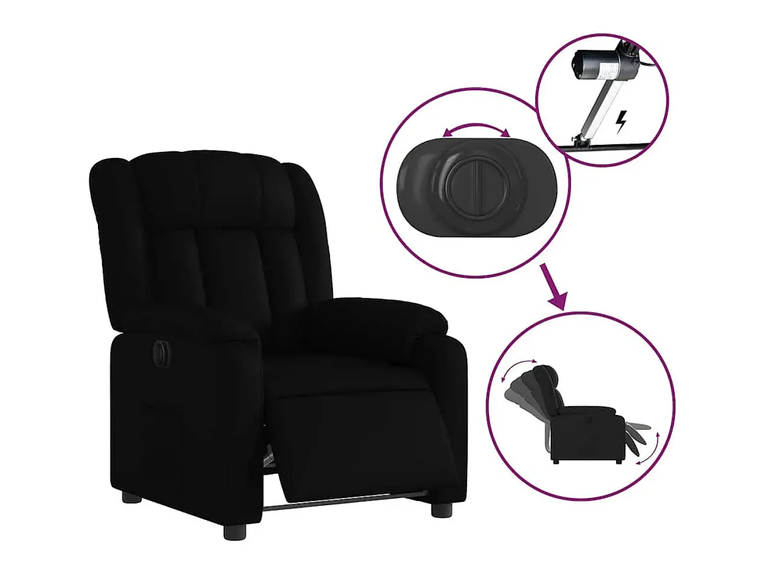 Poltrona| Poltrona Confortável | Poltrona reclinável elétrica couro artificial SHL7831 Preto