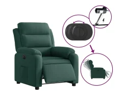 Discount Poltrona Confortável | Poltrona reclinável elétrica veludo verde-escuro SHL821732 Verde pinho