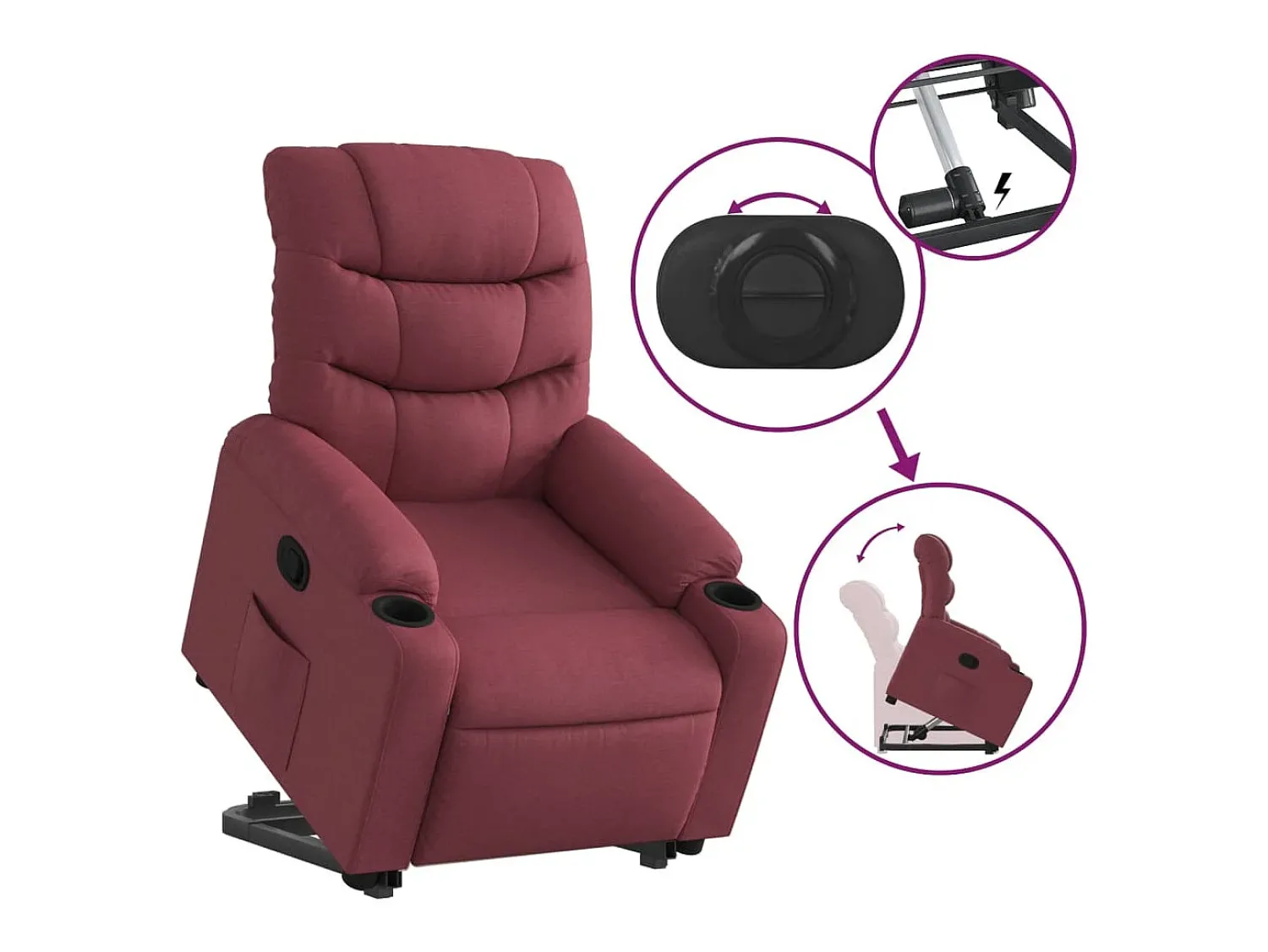 Poltrona* Poltrona Confortável | Poltrona reclinável elevatória tecido tinto SHL785783 Vermelho