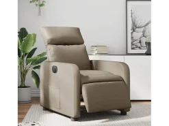 Outlet Poltrona Confortável | Poltrona reclinável elétrica couro artificial cor cappuccino SHL510835 Castanho