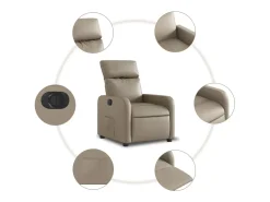 Outlet Poltrona Confortável | Poltrona reclinável elétrica couro artificial cor cappuccino SHL510835 Castanho