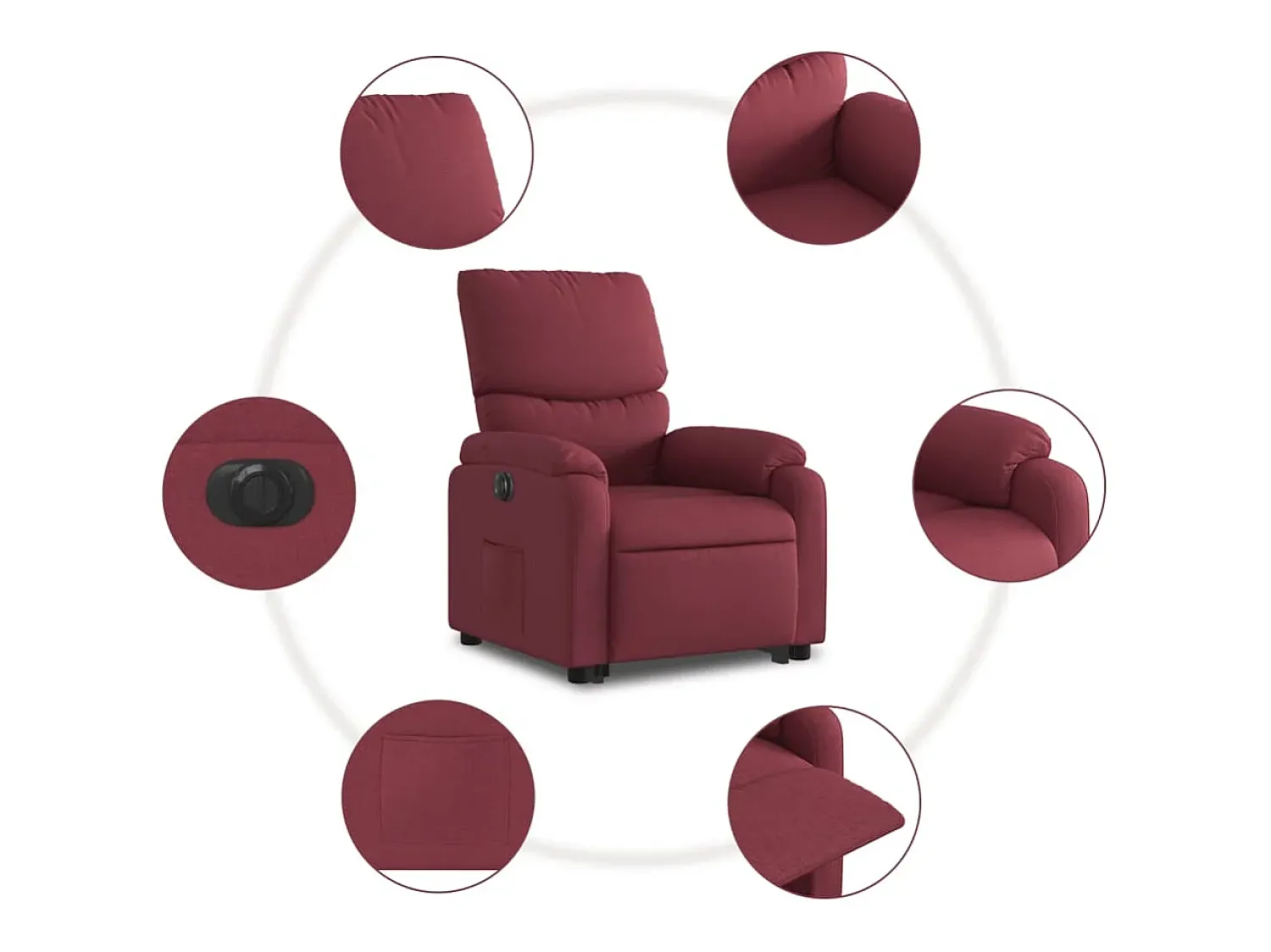Outlet Poltrona Confortável | Poltrona reclinável elevatória elétrica tecido -tinto SHL310431 Vermelho